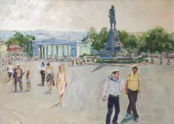 Такой запомнилась площадь Нахимова офицеру-художнику в советские годы